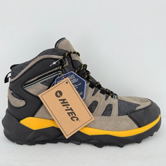 Hi-Tec Mens Revive Hiking Boots Tan/Yellow Breathable Quality Leather US 12 NWOB - Picture 1 of 15